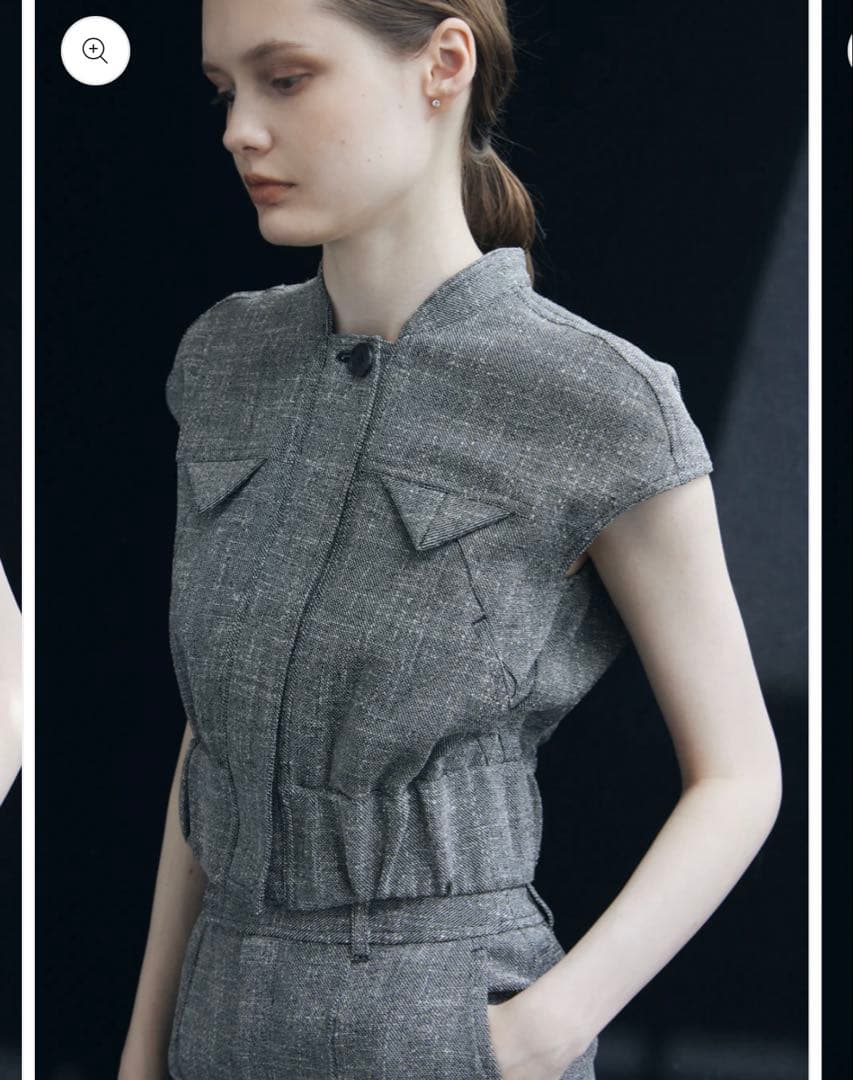 トップス L'AUBE BLANC French Sleeve Tweed Blouson