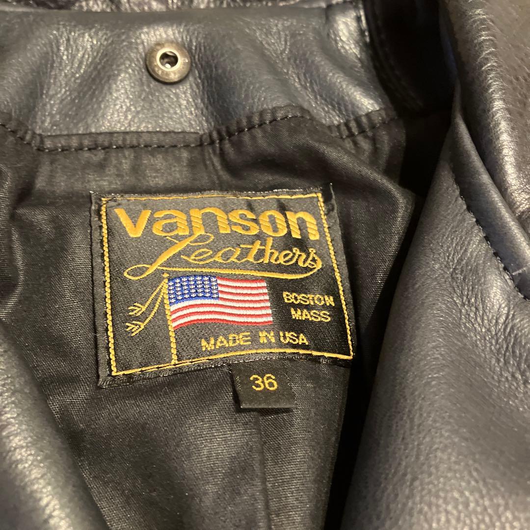 ネイビー　ダブルライダーズ　バンソン　Vanson ボーイズマーケット別注