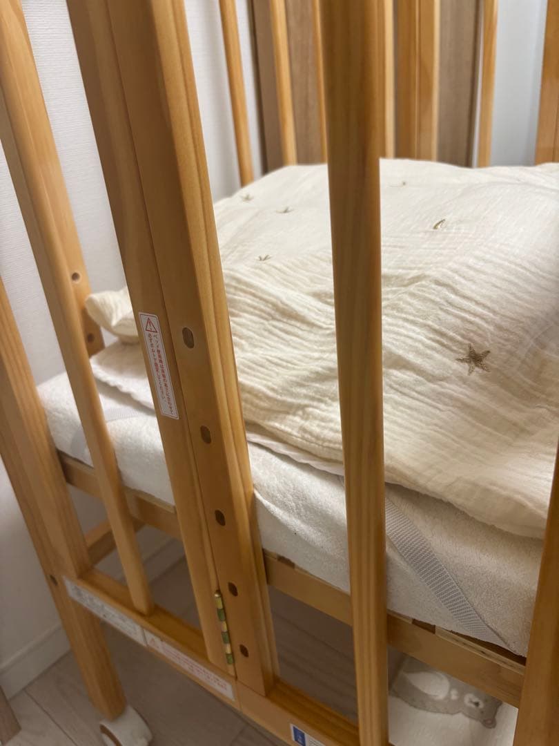 木製ベビーベッド マットレス付き【ミニサイズ】