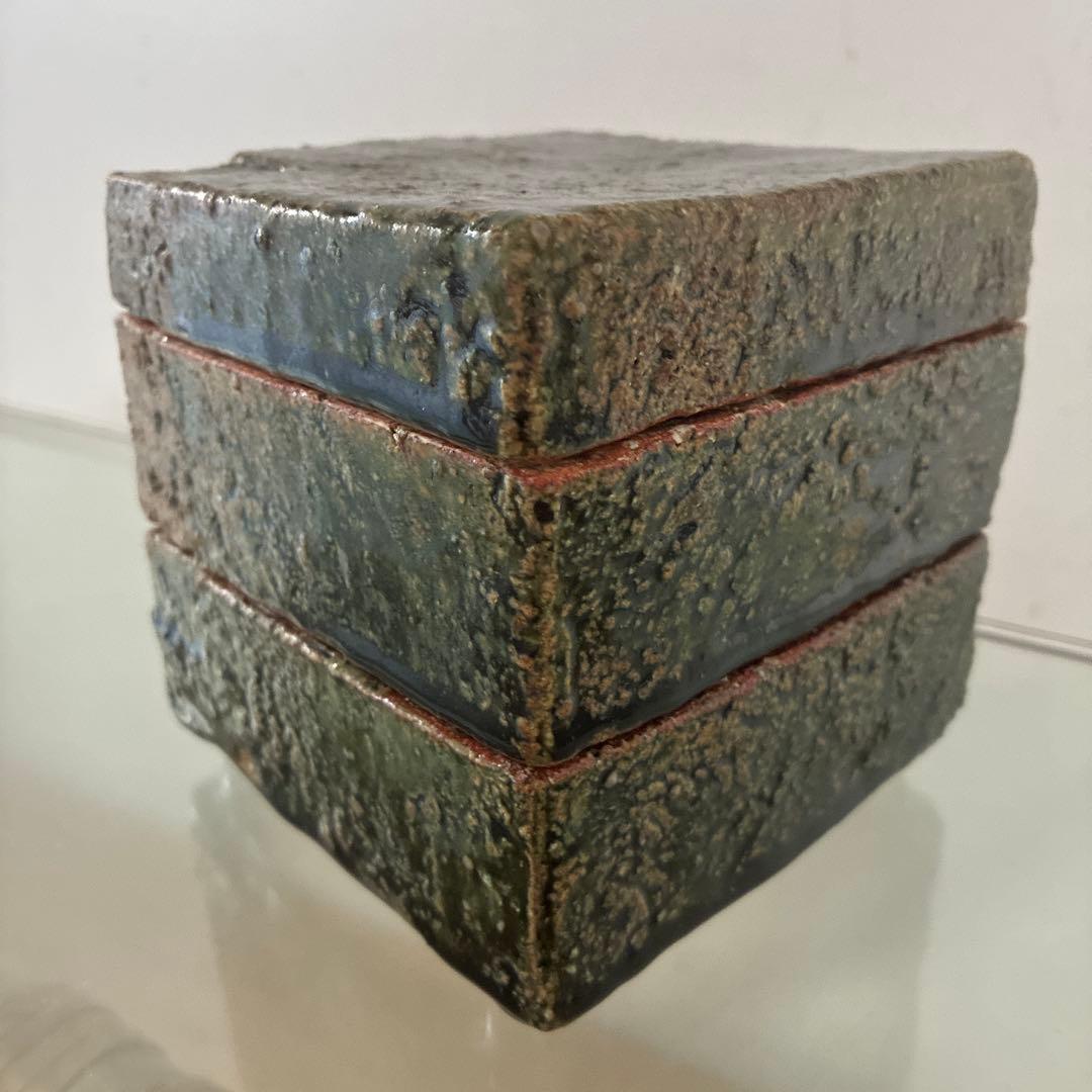 陶芸家　金本卓也氏　奈良県　陶器　二段お重　織部