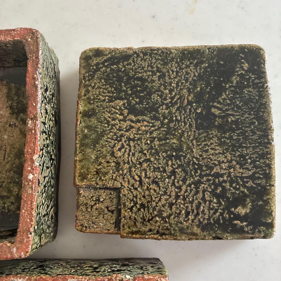 陶芸家　金本卓也氏　奈良県　陶器　二段お重　織部