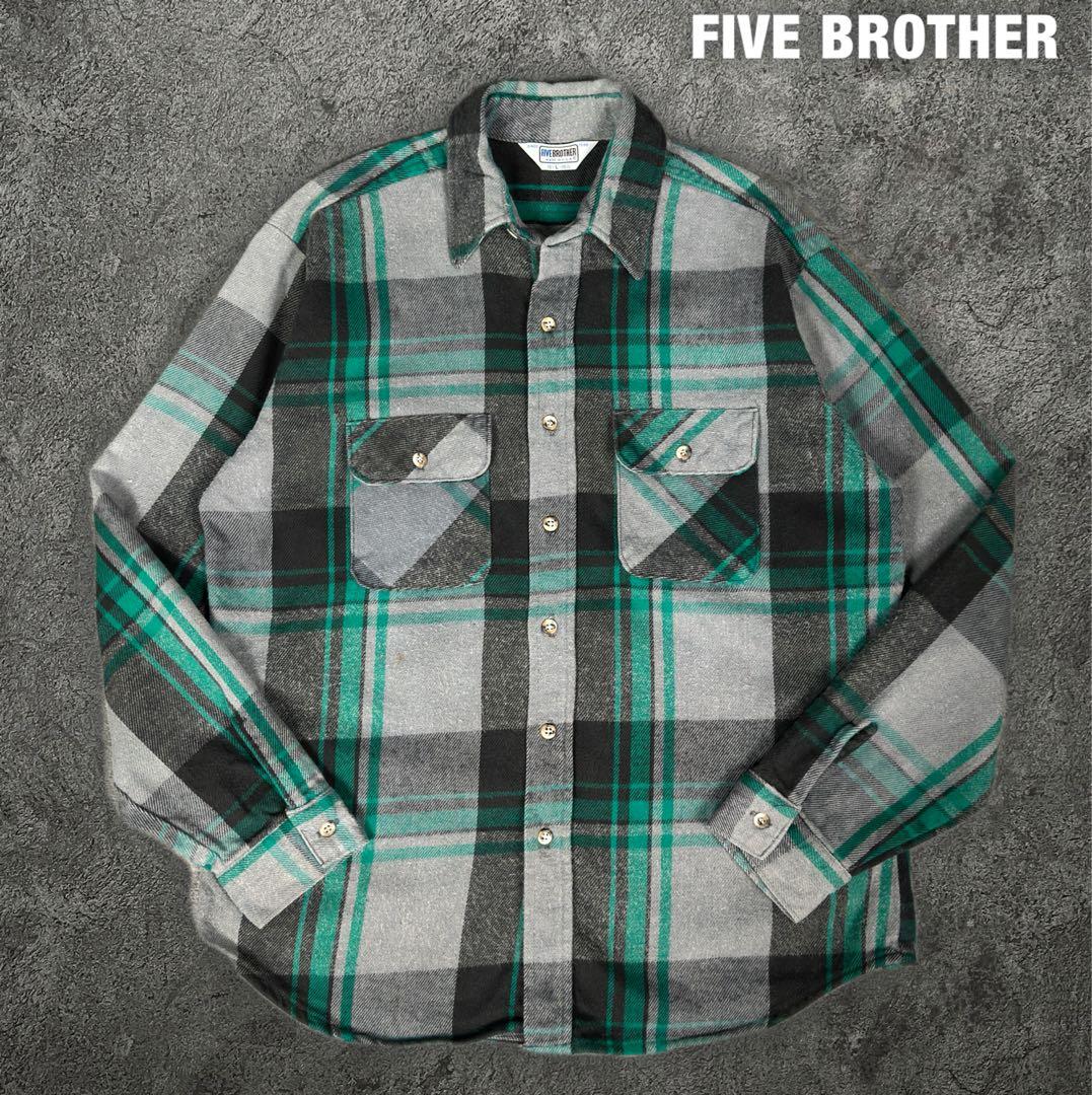 FIVE BROTHER 70s 80s USA製 ヘビーネル シャツ L