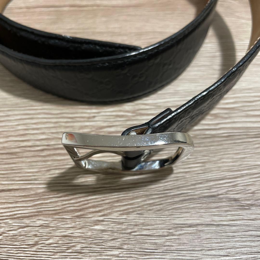 多田浩之 GUCCI グッチ　Gマーク型押し　ベルト　レザーブラック