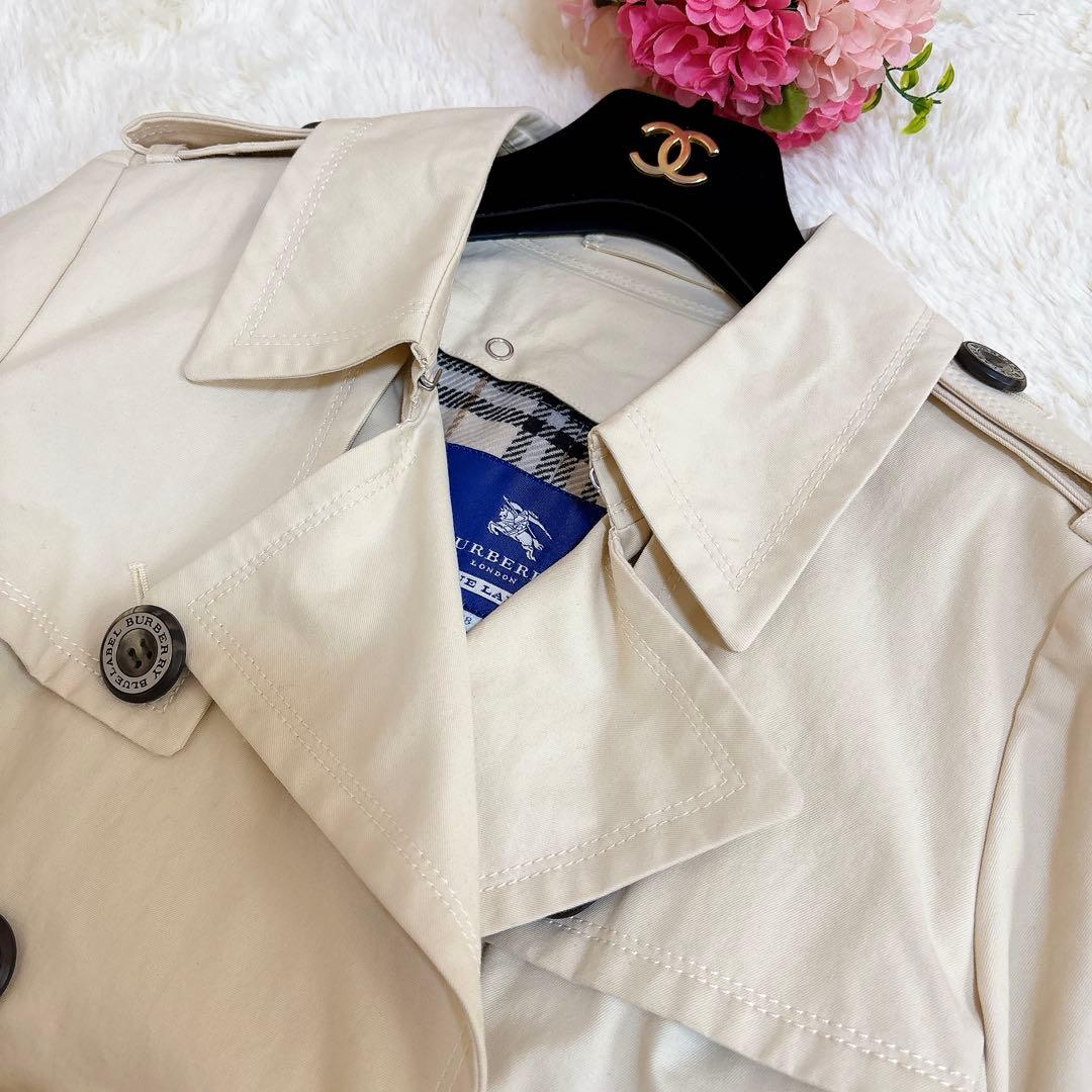 バーバリーブルーレーベル ミドル丈トレンチコート ライナー付　裏地ノバチェック