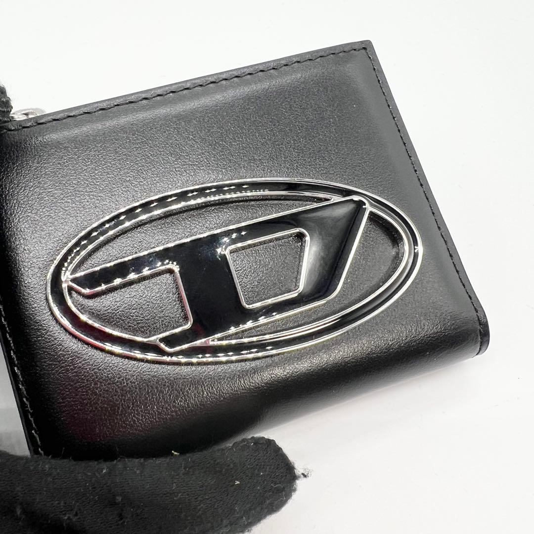新品未使用✨DIESEL 二つ折り財布 オーバルDロゴ レザー 黒 25SS