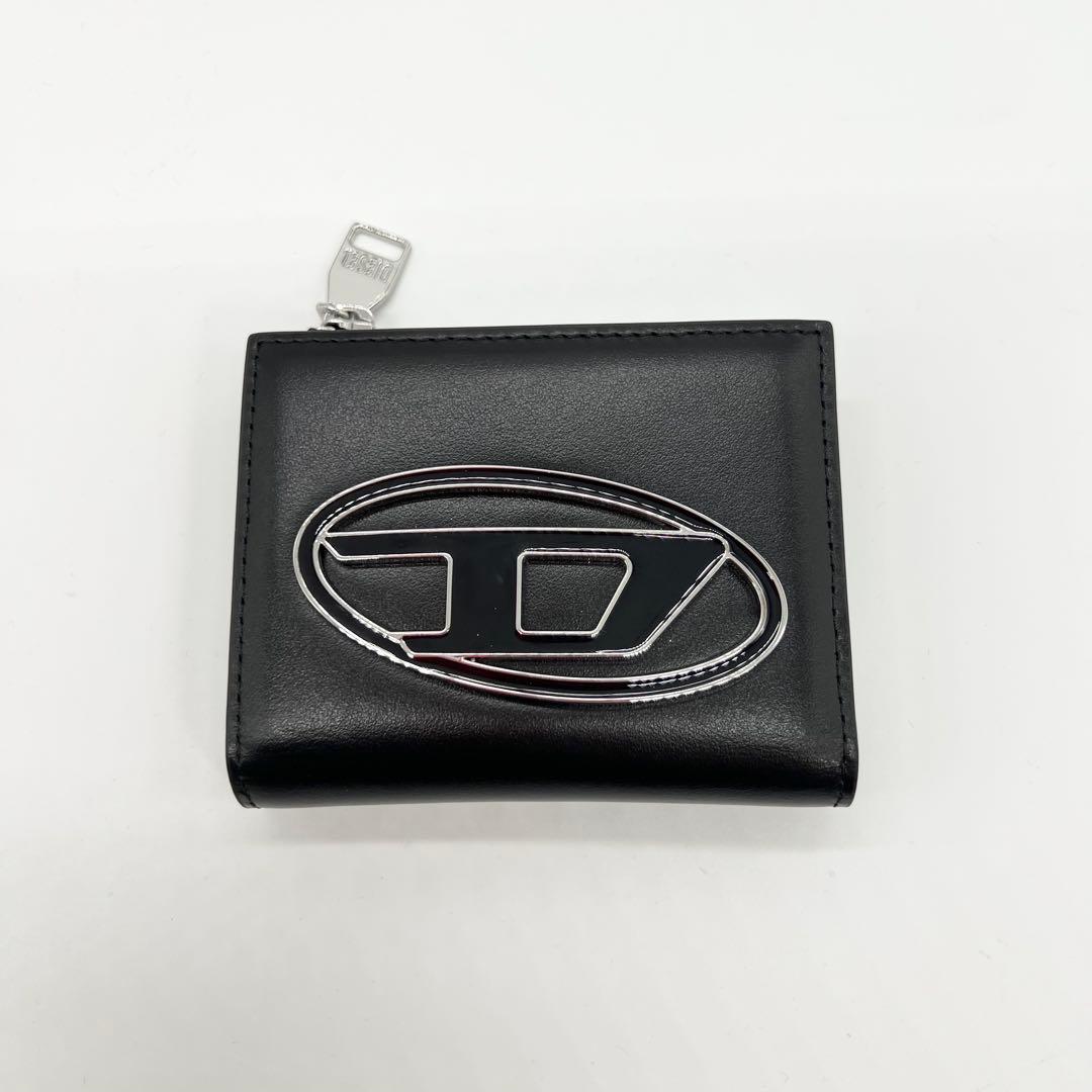 新品未使用✨DIESEL 二つ折り財布 オーバルDロゴ レザー 黒 25SS