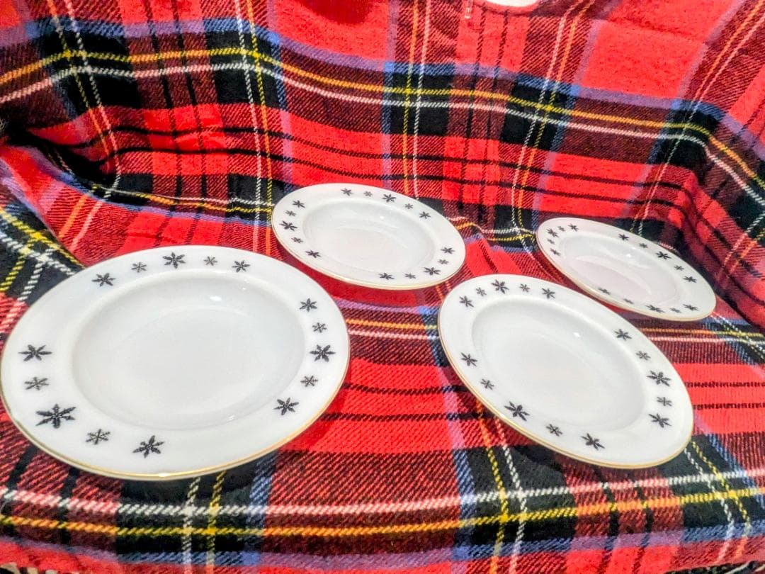 JAJPyrexスノーフレークプレートセット (ディナー・スープ・サラダ)12点