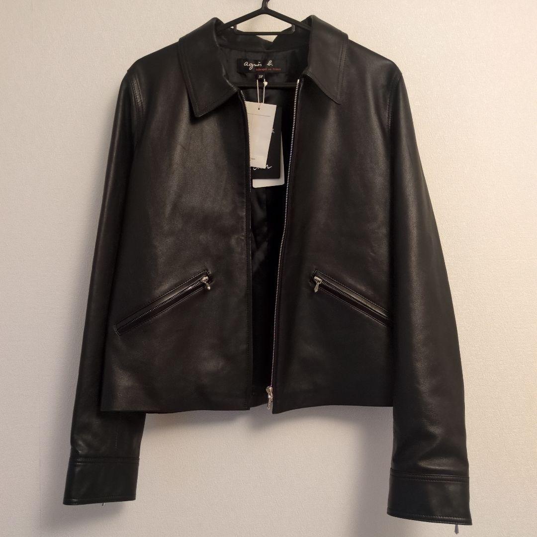 定価341,000円　新品　現行品　agnès b. レザーブルゾン　ブラック