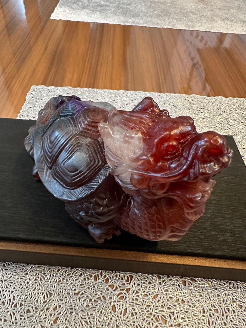 K-111夜光斑霊　斑彩石　龍亀置物　お守り　縁起物　金運　香りあり　車内飾り