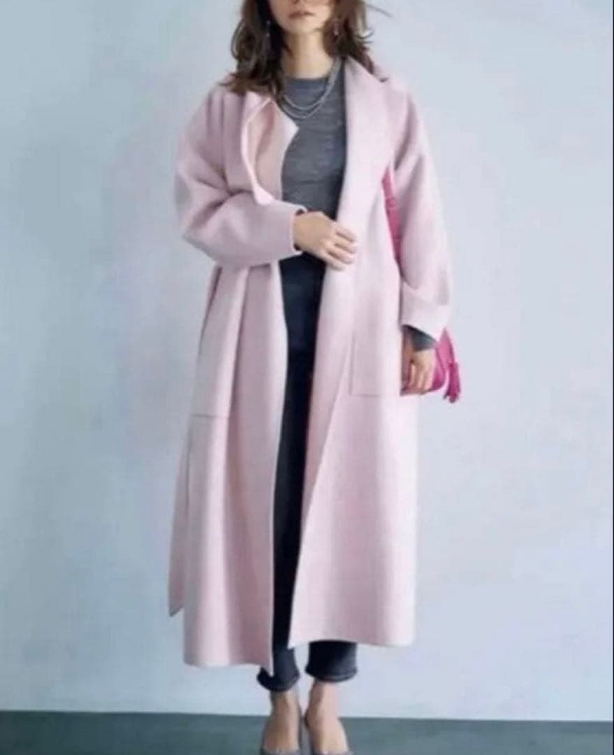 アンクレイヴ ウールリバーロングコート ベルト ベルテッドコート 1 ピンク