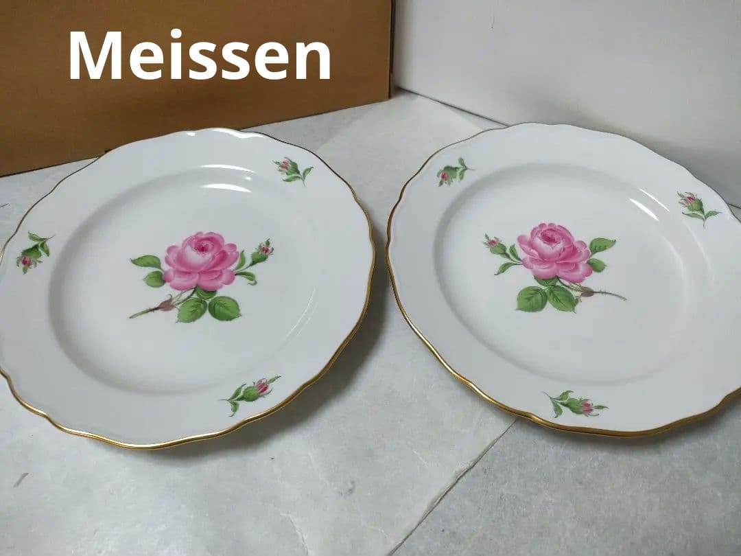 ココ　マイセンMeissen　ピンクの薔薇　プレート２枚セット　美品