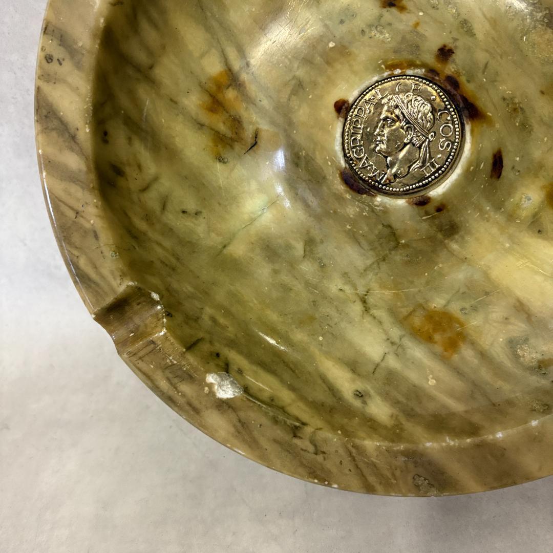 ヴィンテージ灰皿 イタリア製アラバスター×古代ローマ・アグリッパ肖像