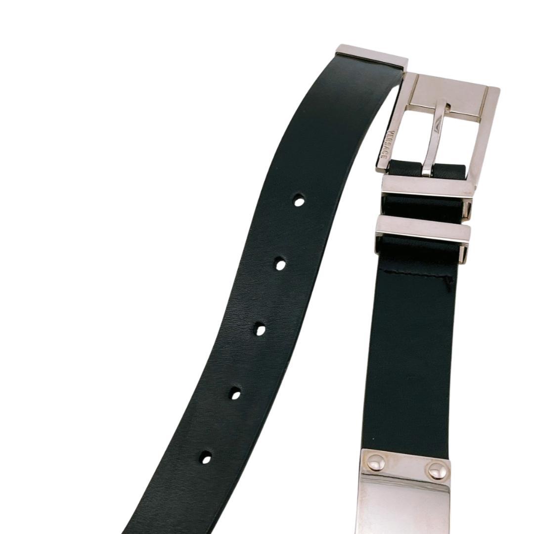 VERSACE ヴェルサーチ レザーベルト グレカ模様 メタルプレート