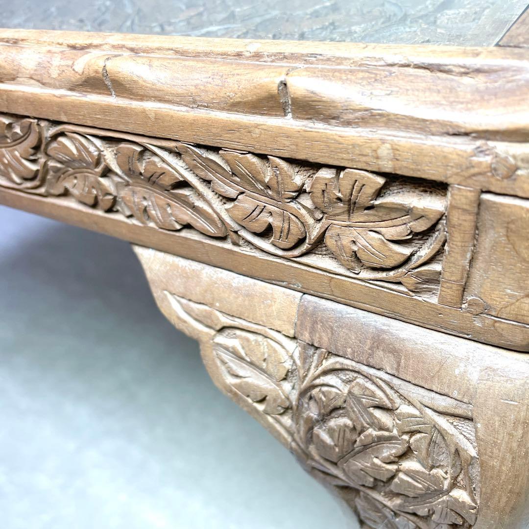 アンティーク 猫脚 猫足 家具 アジアン ローテーブル ガラス板83×45×37