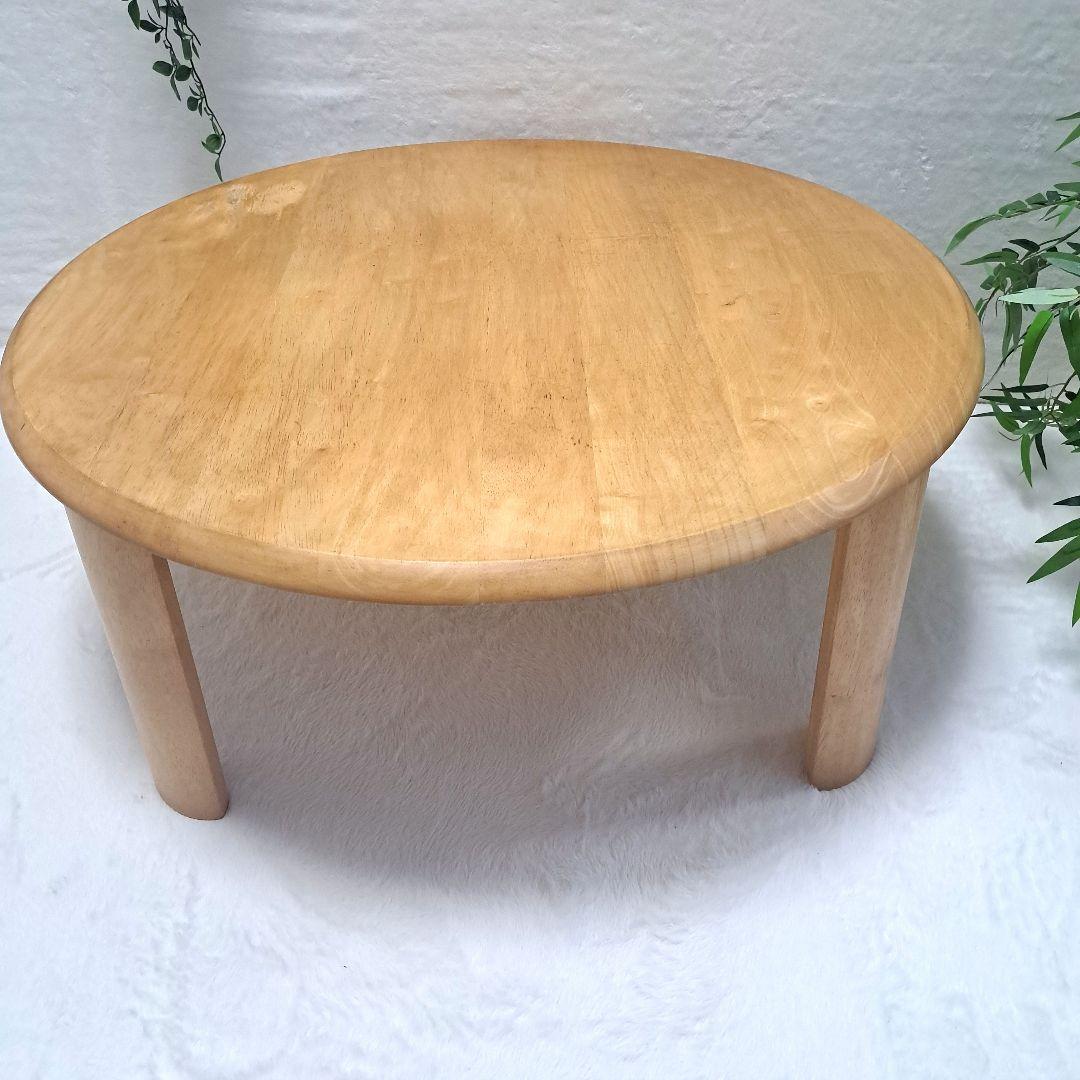 円卓　ちゃぶ台　テーブル 折りたたみ脚 木製 座卓 丸　80cm