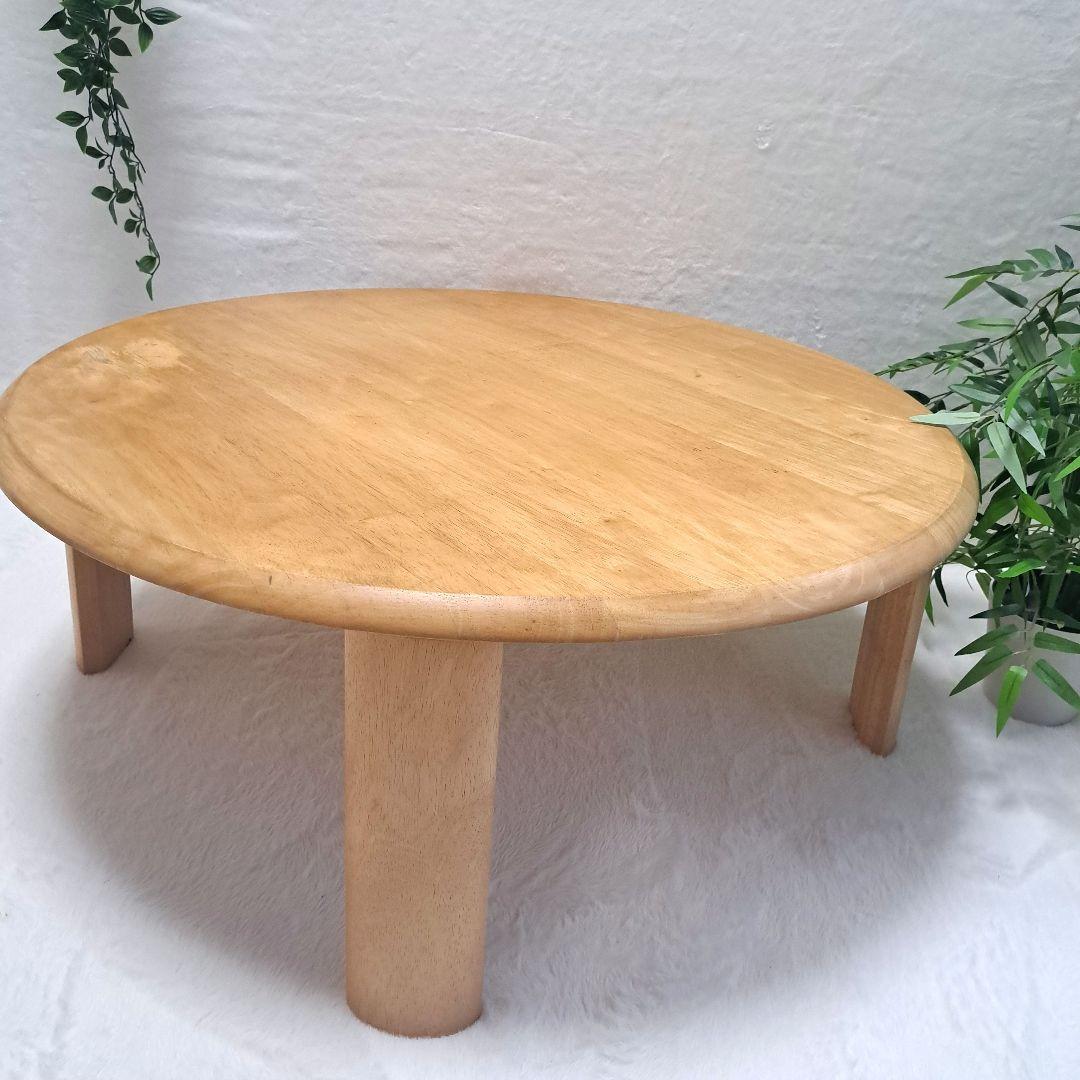 円卓　ちゃぶ台　テーブル 折りたたみ脚 木製 座卓 丸　80cm