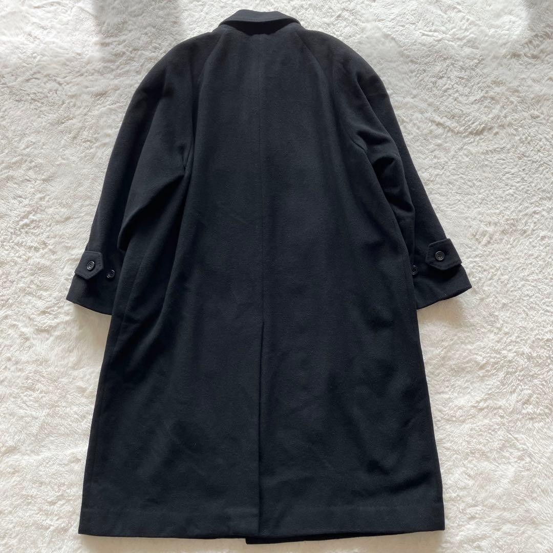 極上品 日本製 カシミヤ100% ロング ステンカラーコート ブラック M
