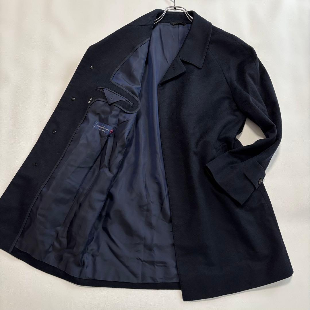美品 野海 エルメネジルドゼニア カシミヤ100% チェスターコート M 紺色