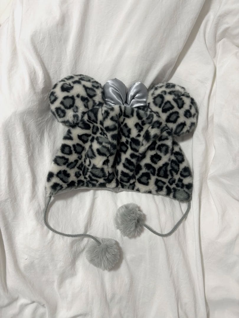 ディズニーファンキャップヒョウ柄グレー