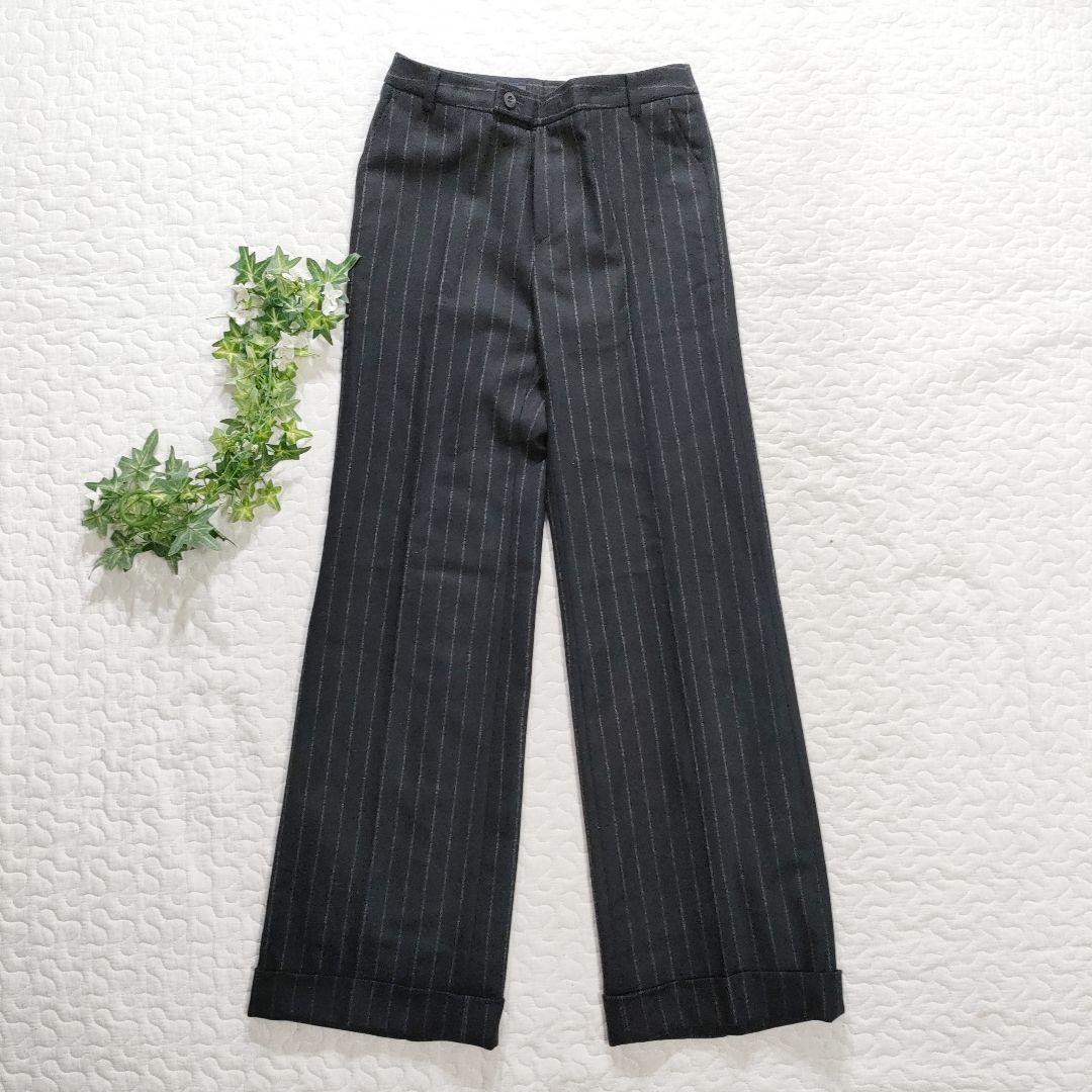 新品✨Aquascutum　セットアップ　ウール　ストライプ×レオパード　黒