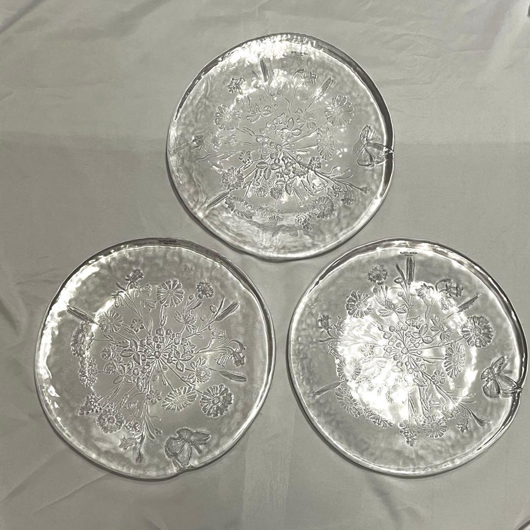 hinatabokko 食器 ガラスプレート コスタボダ ウラ 花と蝶３枚