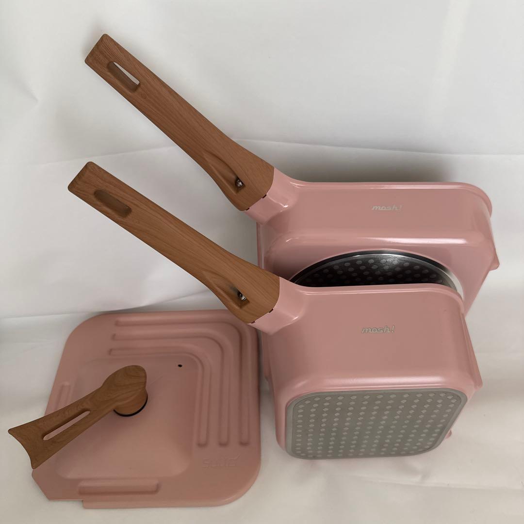 mosh! ピンク 鍋16cm・フライパン20cm・蓋セット