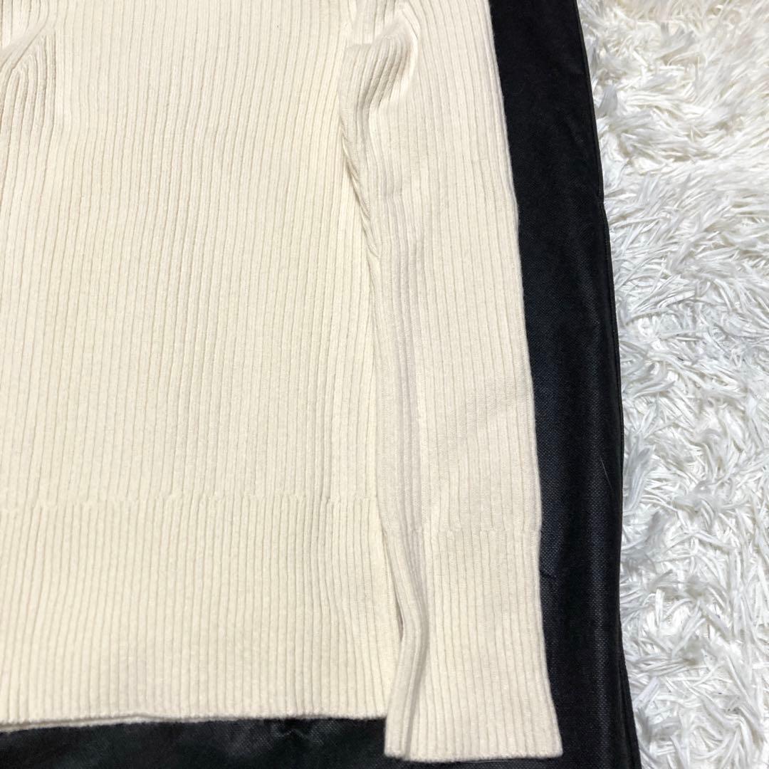 極美品✨現行sacai サイドプリーツ　切替リブニット　ウール　S アイボリー