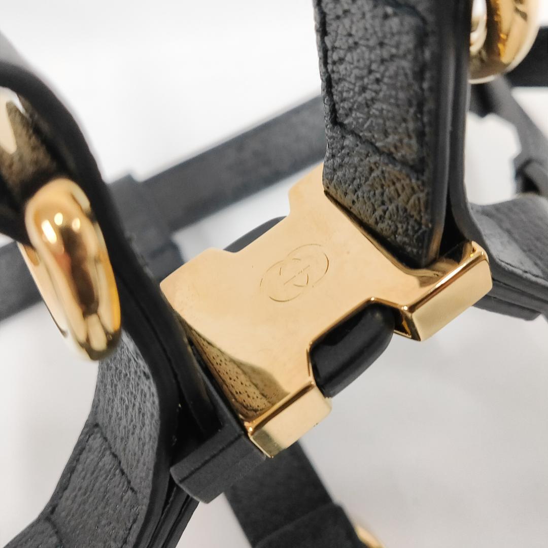 ○★新品 未使用 Gucci オメトリックG ペット ハーネス ブラックレザー
