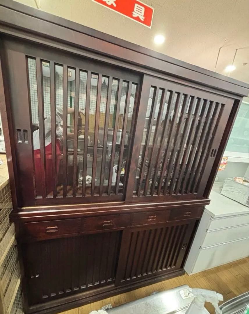 T52 木製食器棚 ダークブラウン