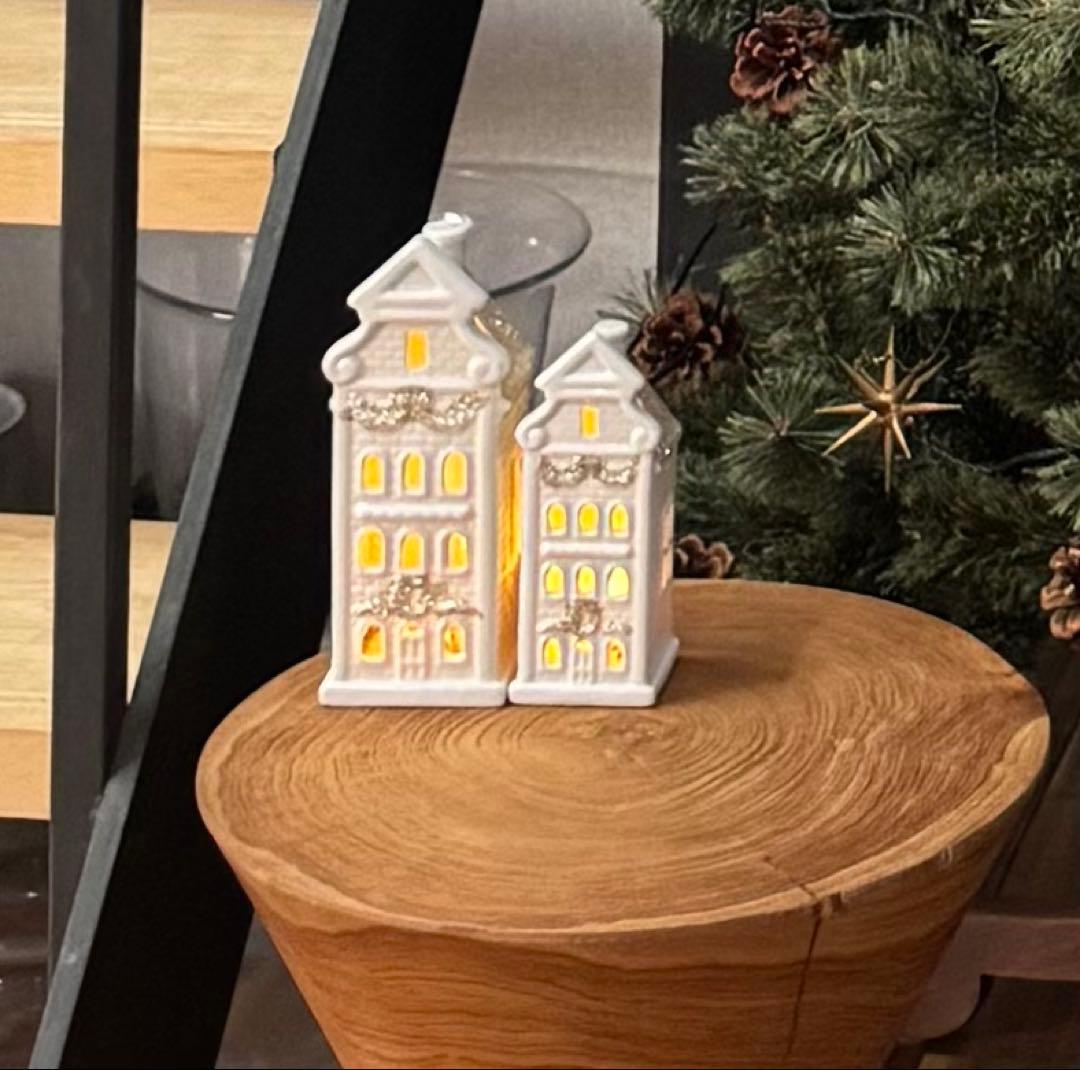 ZARA グリッタールーフハウスセラミックオーナメント　3点セット