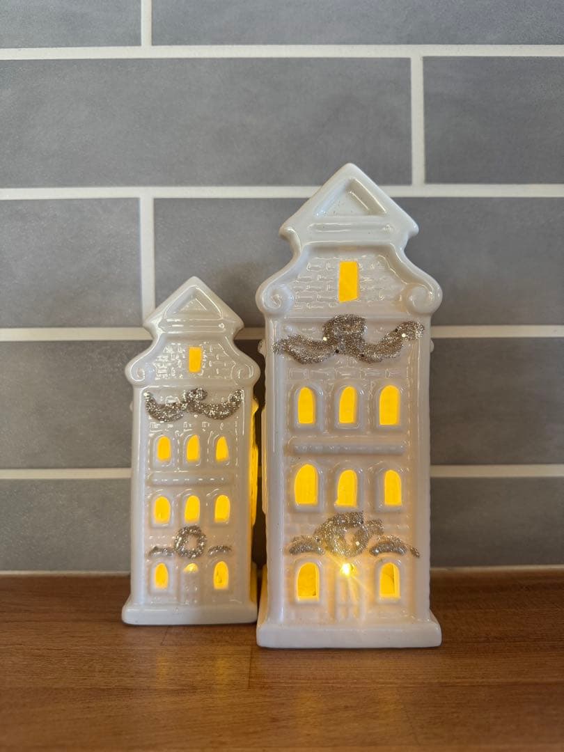 ZARA グリッタールーフハウスセラミックオーナメント　3点セット