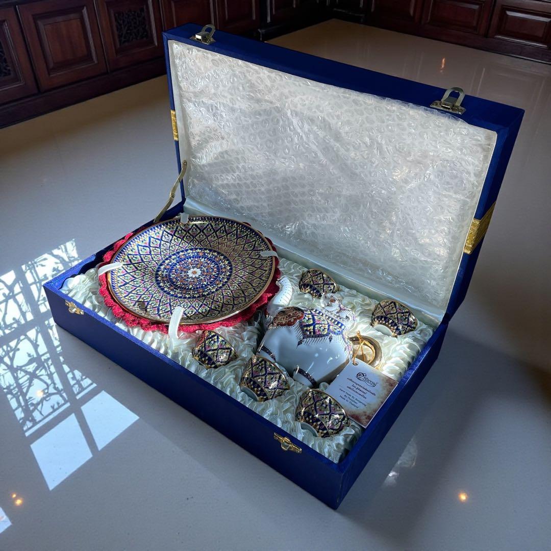 新品未使用　ベンジャロン焼き　ティーセット （ゾウ：箱付き）　高級　オシャレ