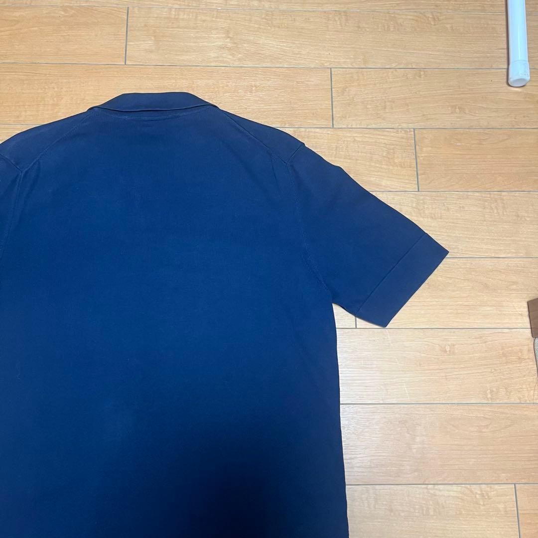 LARDINI ラルディーニ オープンカラー ニット 半袖 シャツ ネイビー
