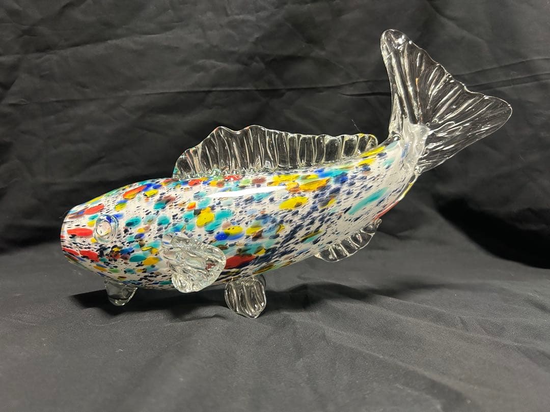 昭和レトロ　カラフルガラス花瓶　魚　鯉　約40cm