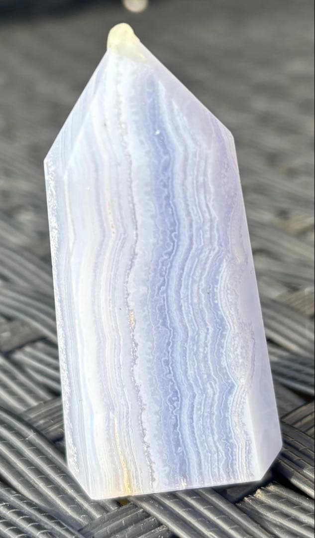 【天然石】タワー　空色縞瑪瑙　ブルーレースアゲート