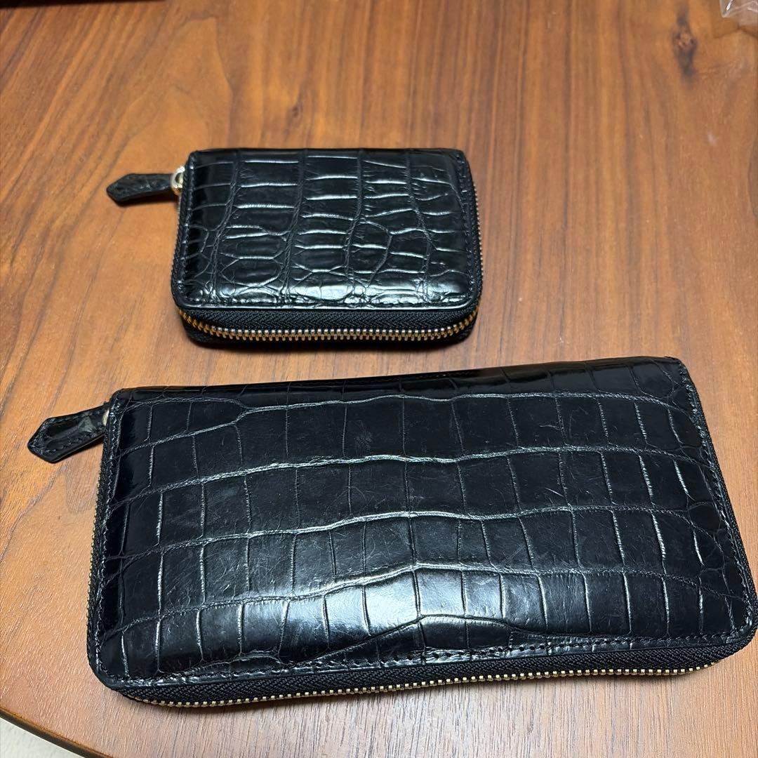 ブラックレザー クロコダイル 長財布