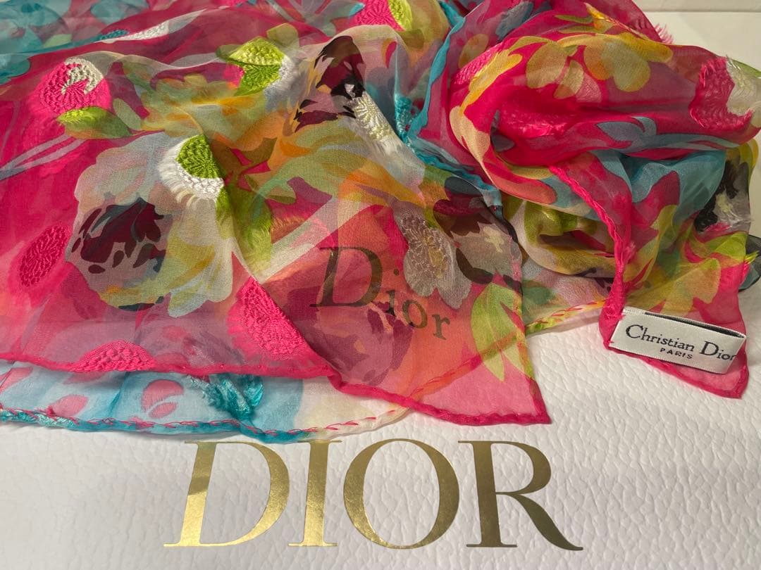 【新品未使用】ChristianDior 花柄シルク　ストール186✖️42センチ