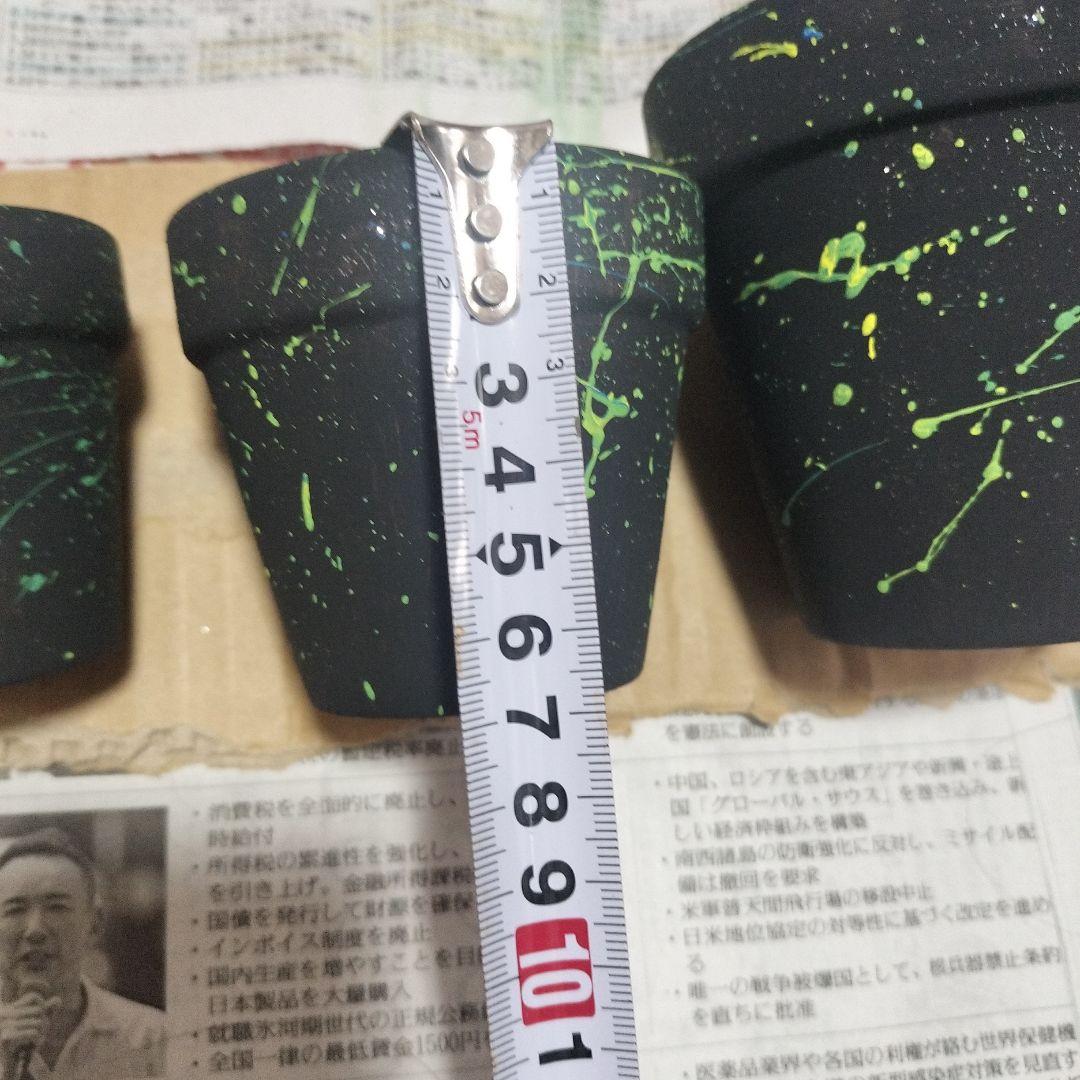 素焼き鉢　3個セット　オリジナルペイント鉢sp-1