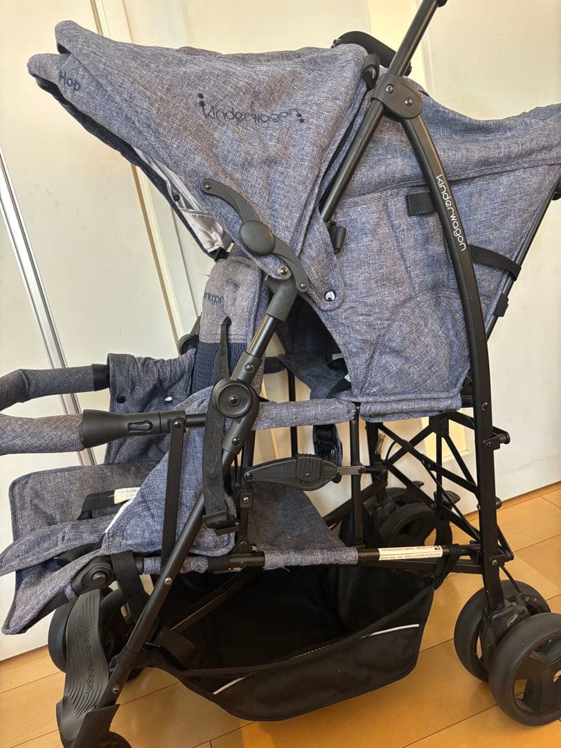 Kinderwagon デニム調　日本育児　2人乗りベビーカー