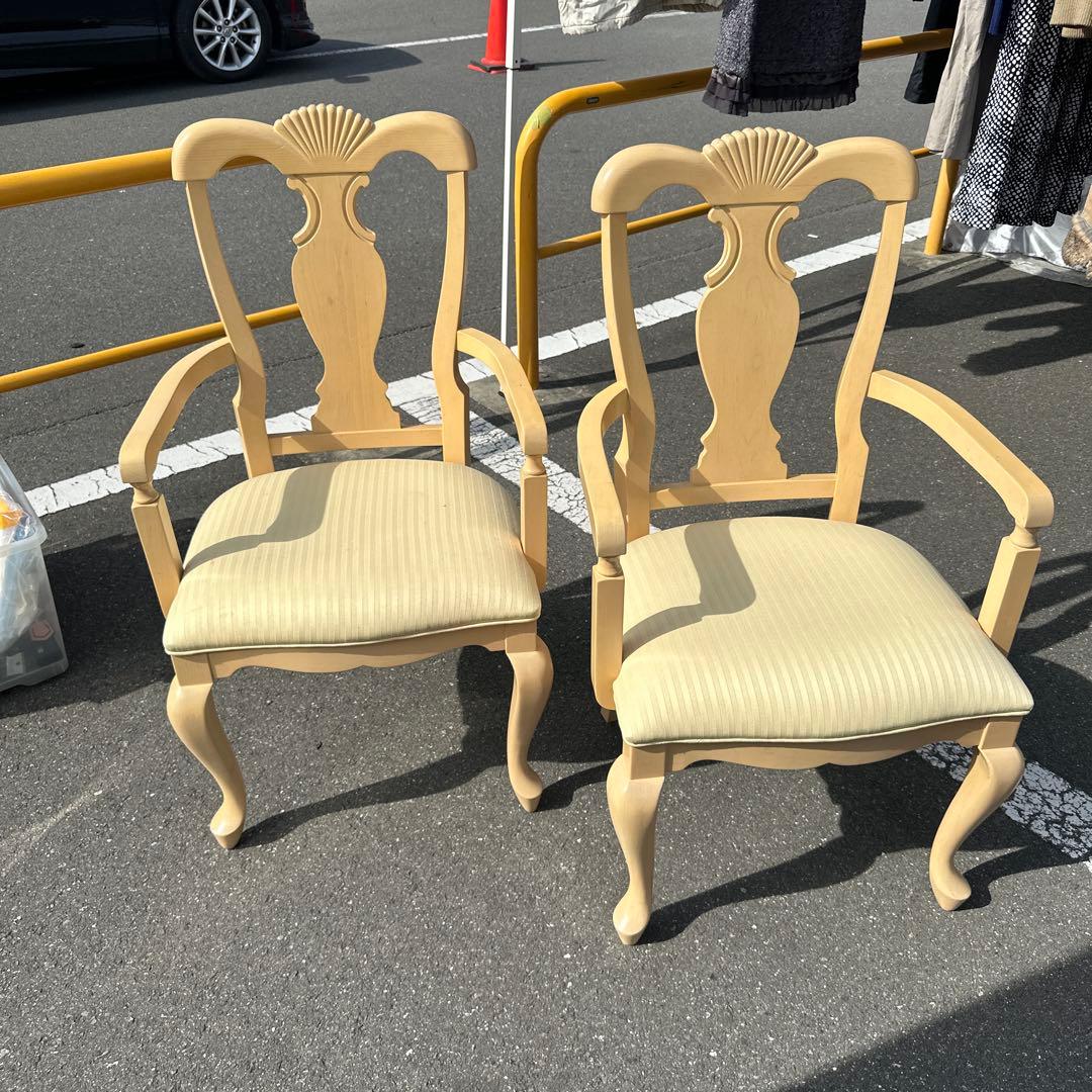 クリーム色 木製 クラシックチェア 2脚セット大塚家具リンホーリン　アメリカ製