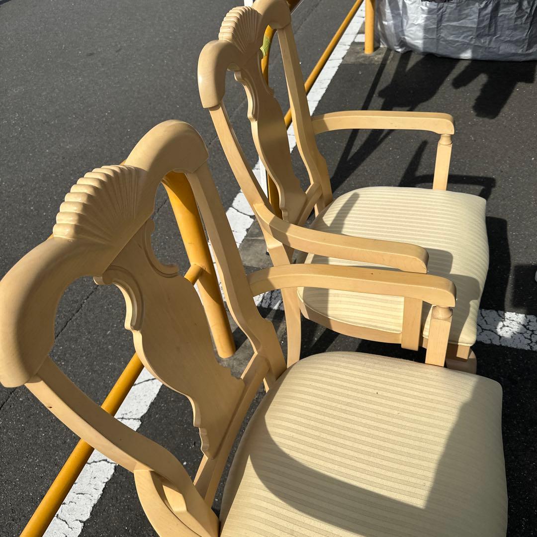 クリーム色 木製 クラシックチェア 2脚セット大塚家具リンホーリン　アメリカ製