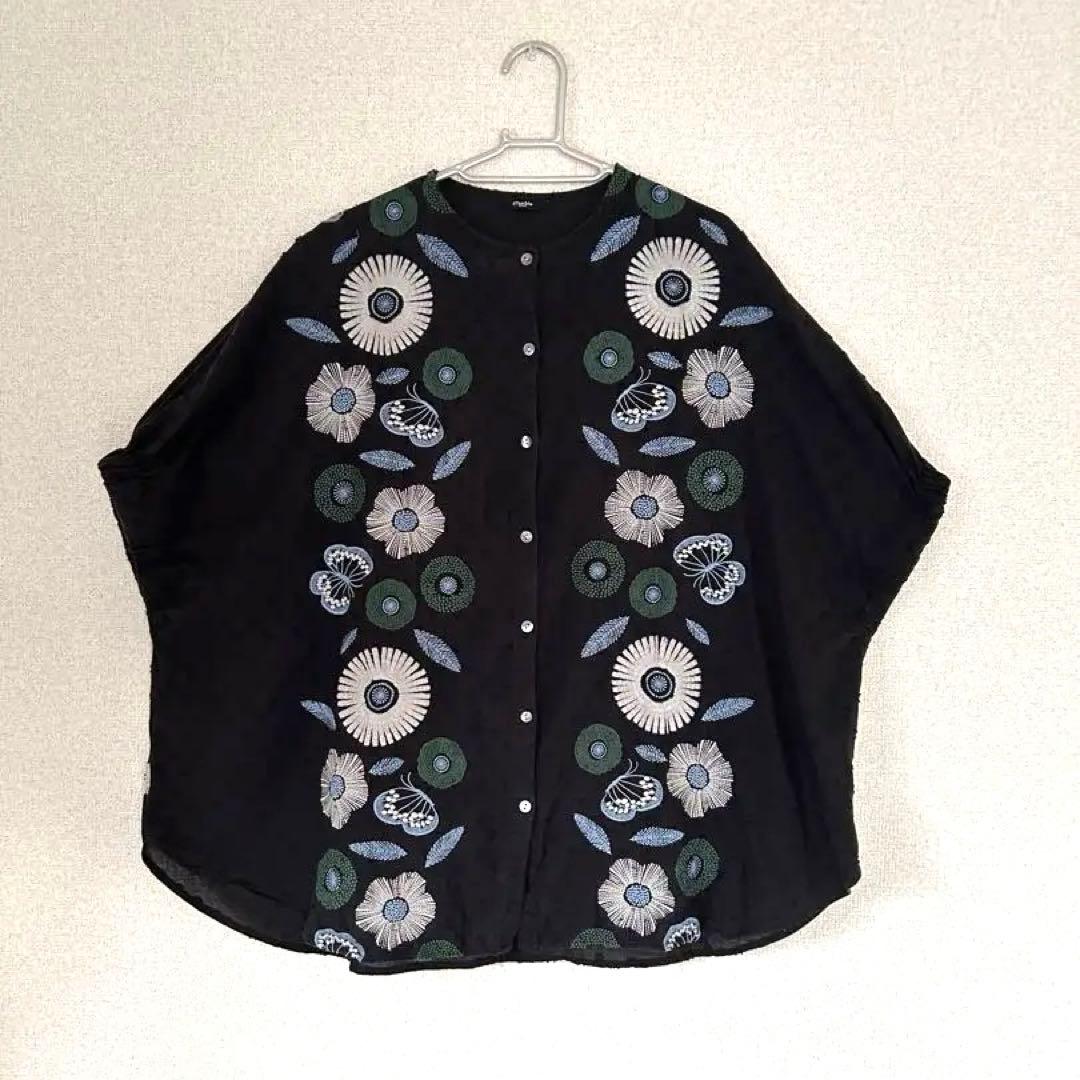 ぶうたん　マーブルシュッド 刺繍ブラウス