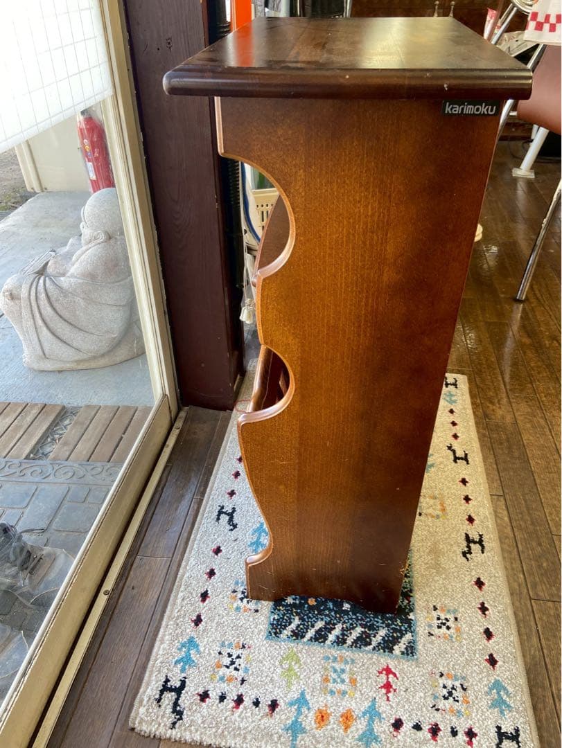 オールドカリモク マガジンラック／サイドキャビネット 木製 ヴィンテージ