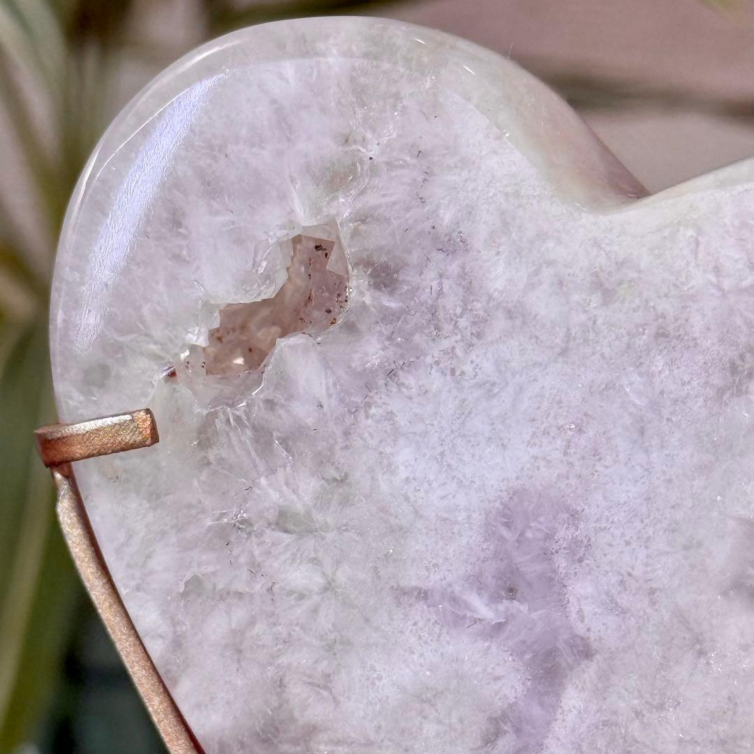 ピンクアメジストフラワーアゲート　ハート　専用スタンド付き　ブラジル産　天然石