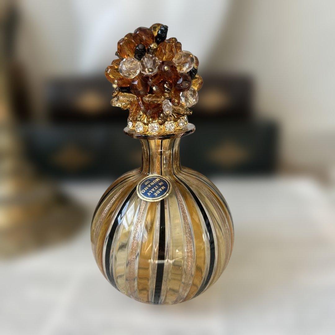 イタリア製 ヴェネツィアンガラス ムラーノガラス 香水瓶トパーズ