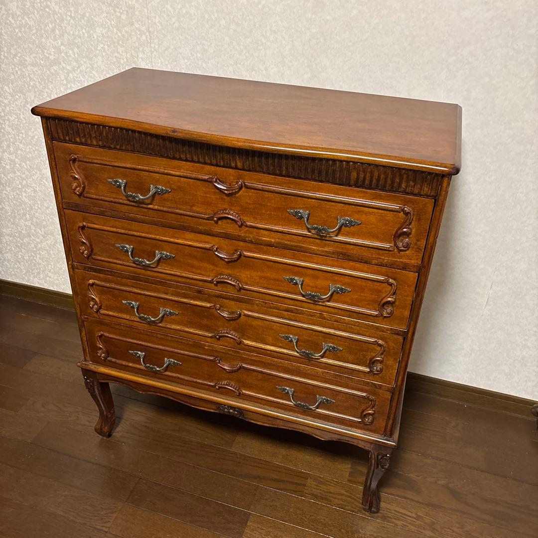 【良品】アンティーク調 ５段 チェスト 猫脚