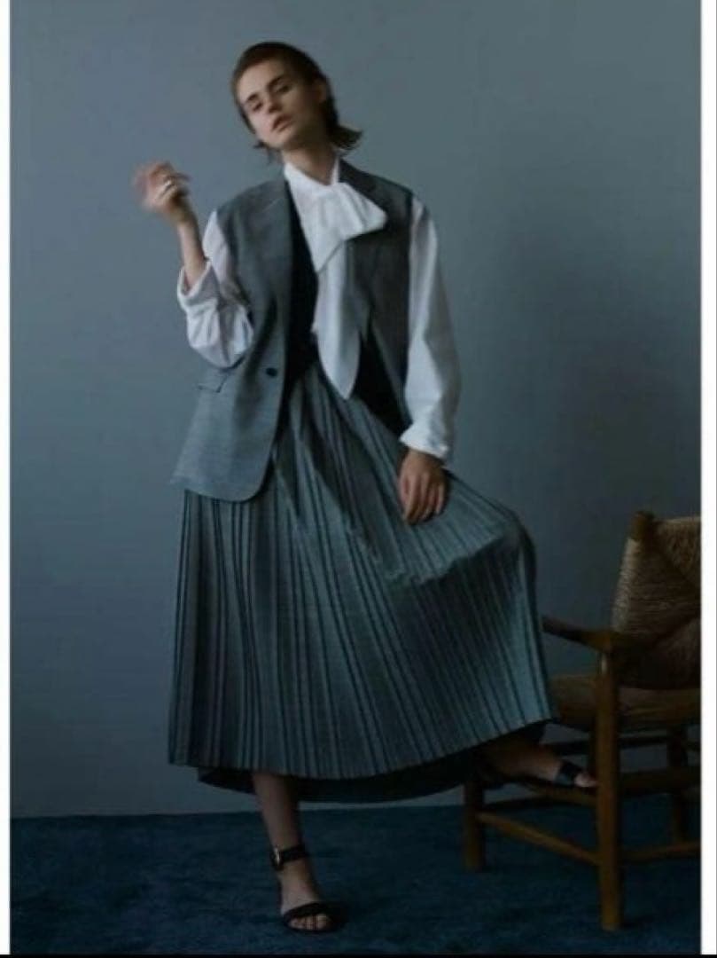 Drawer 24SS ウィンドウペインプリーツスカート38 ¥138,600