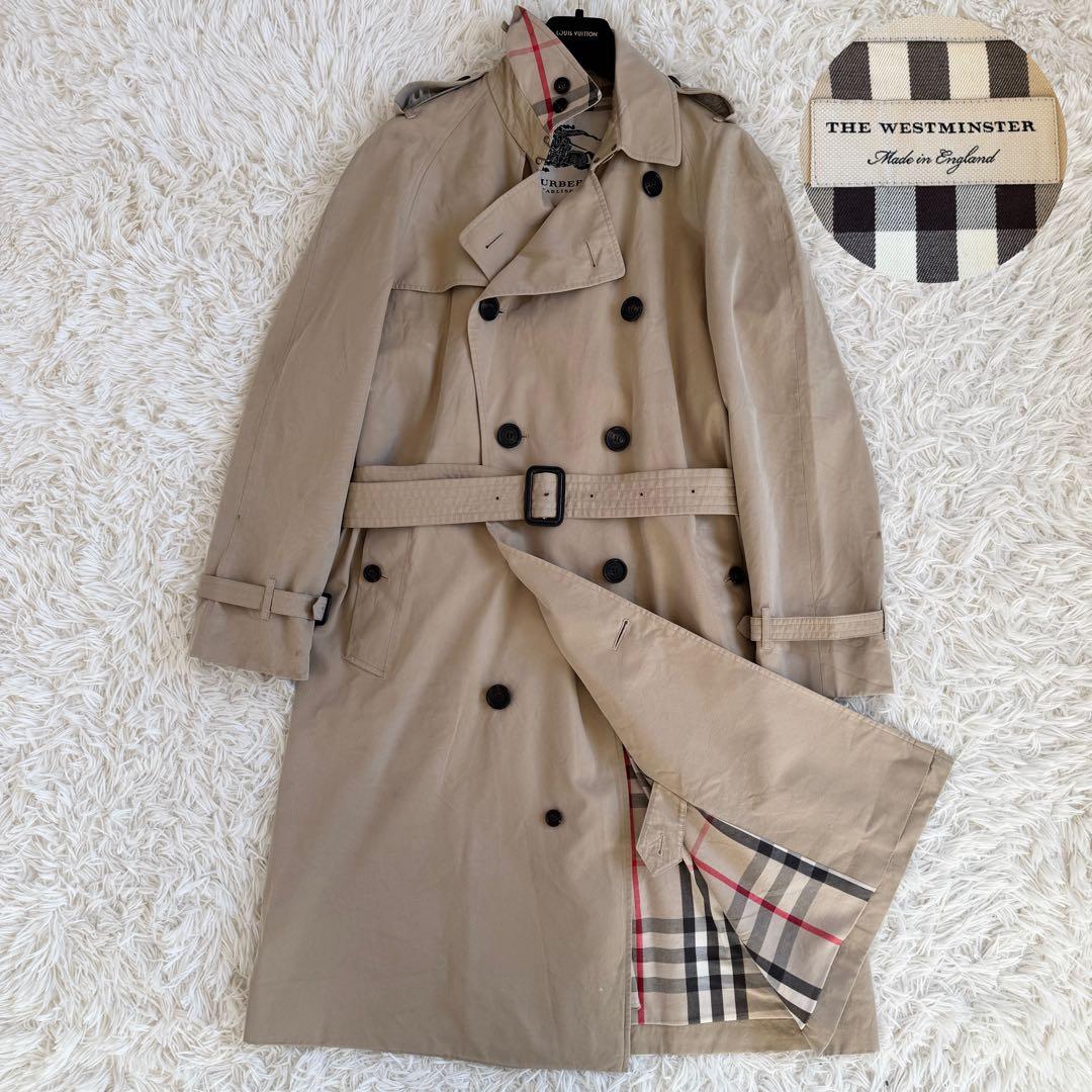 良品　バーバリー　ウェストミンスター　トレンチコート　ノバチェック　ベージュ　L