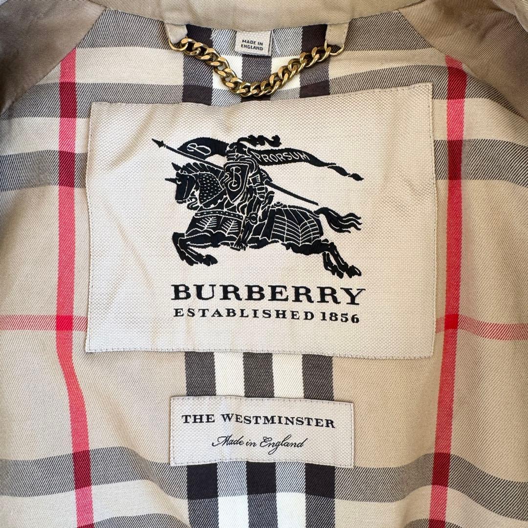 良品　バーバリー　ウェストミンスター　トレンチコート　ノバチェック　ベージュ　L