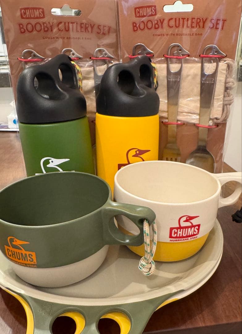 ✨美品・未使用✨ CHUMS ディッシュ カップ カトラリー ステンレスボトル